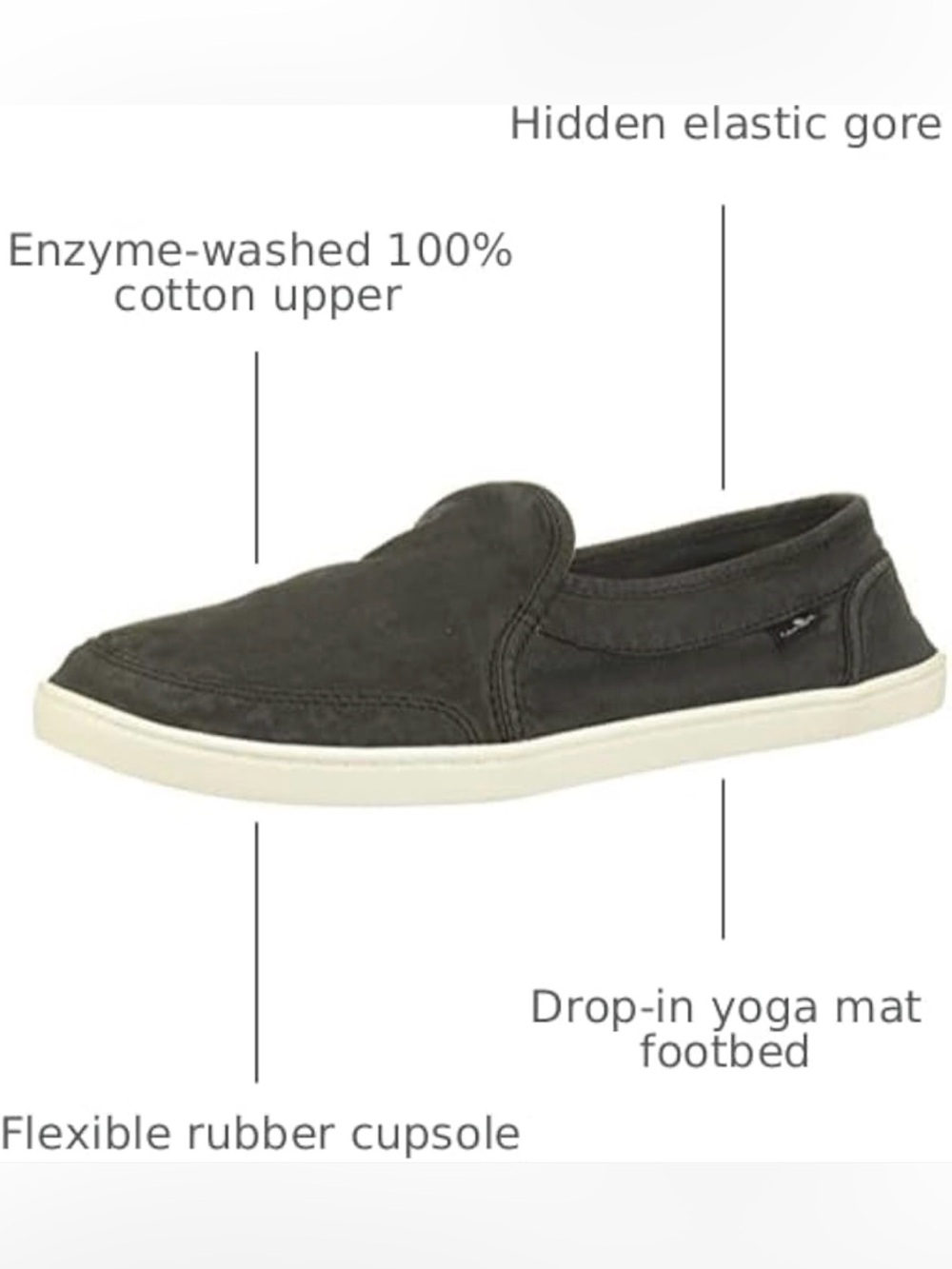 Sanuk Women's Pair O Dice Slip-On Canvas Sneakers Washed Black Size 9